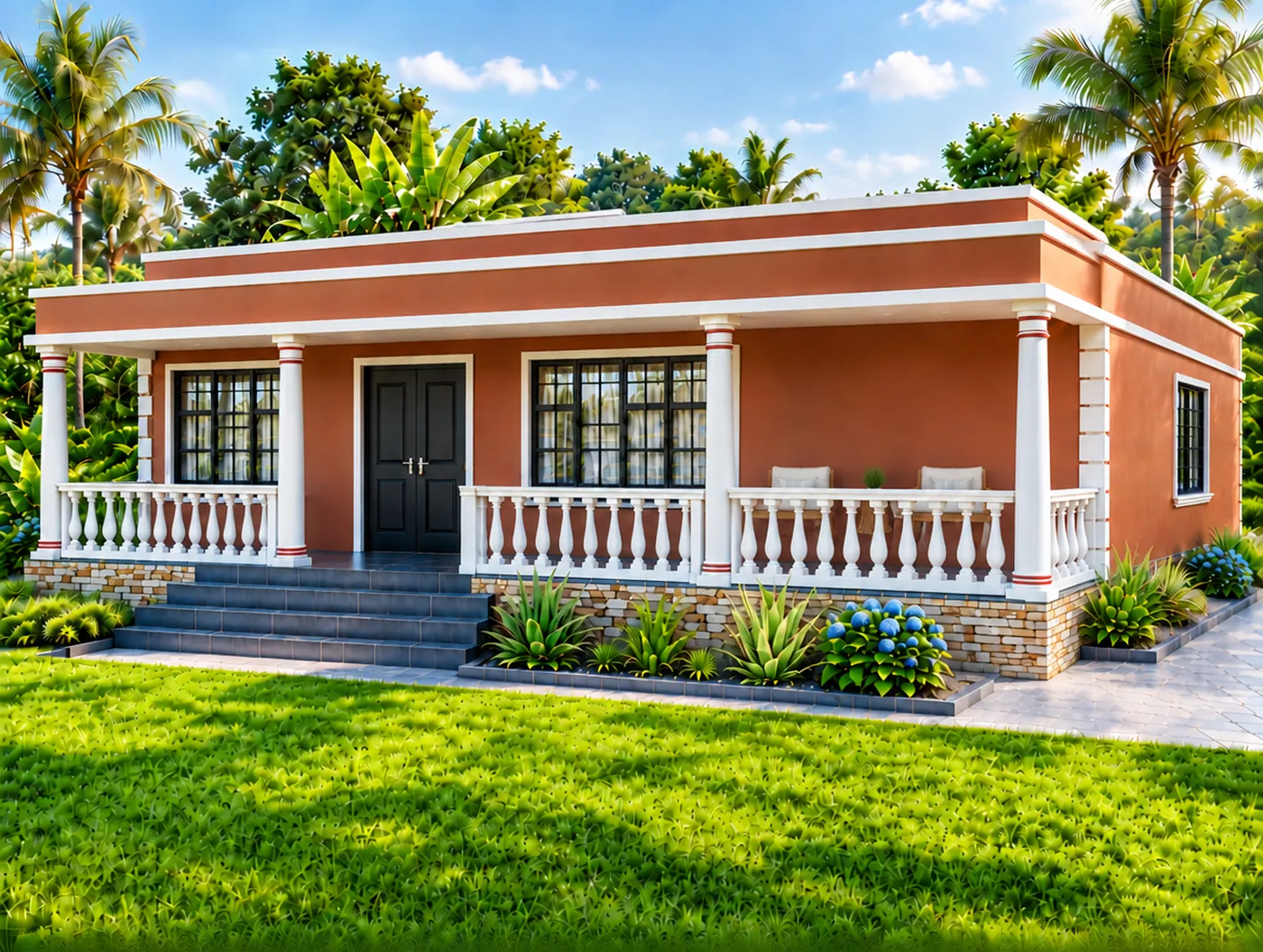 Rendering of The Veranda House, a 774 sq ft small house